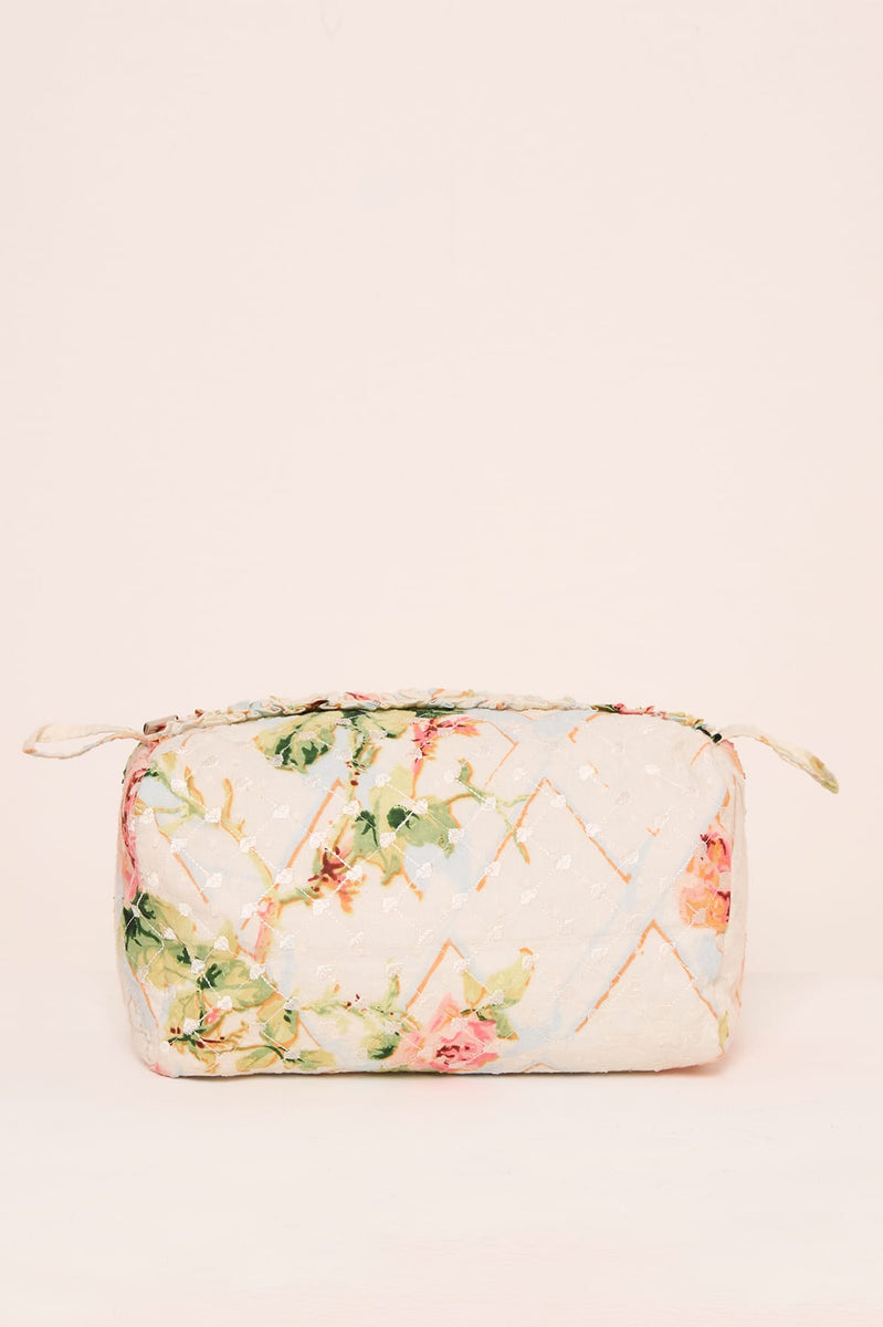Harlequin Rose Medium Quilted Makeup Bag