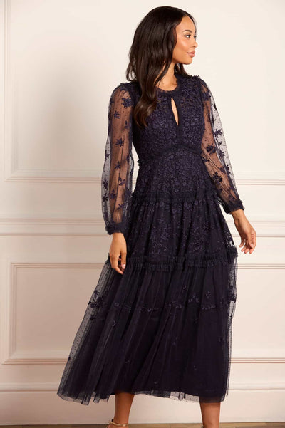 Autumn Lace Long Sleeve Ankle Gown