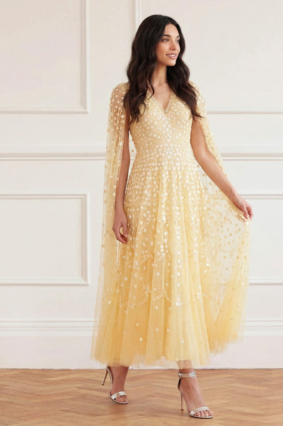 Clover Cape Sleeve Ankle Gown