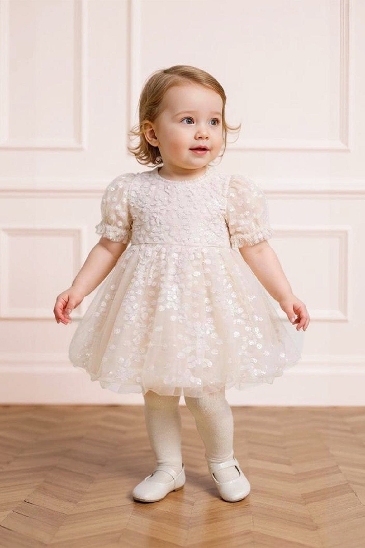 Confetti Baby Dress – Champagne Needle Thread