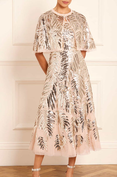 Feather Sequin Short Open Cape