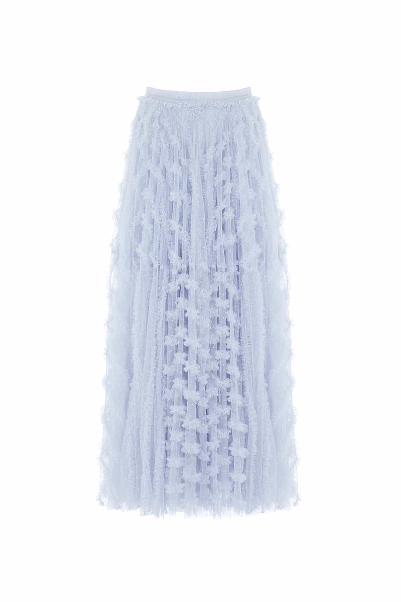 Florence Ruffle Ankle Skirt – Blue | Needle & Thread