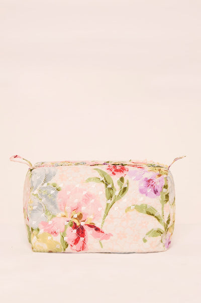Iris Bloom Medium Quilted Makeup Bag