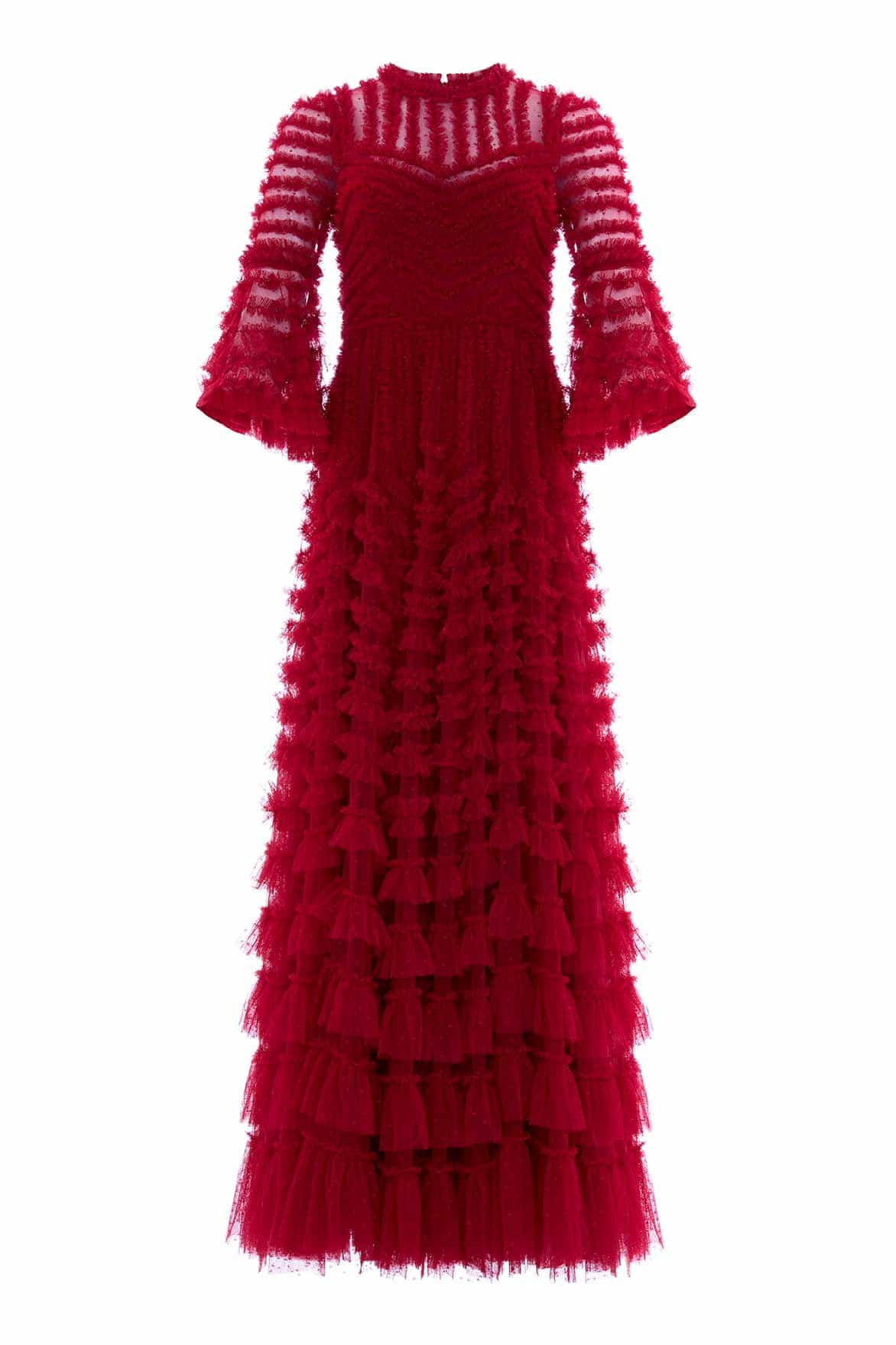 La Vie En Rose Round Neck Gown – Red | Needle & Thread