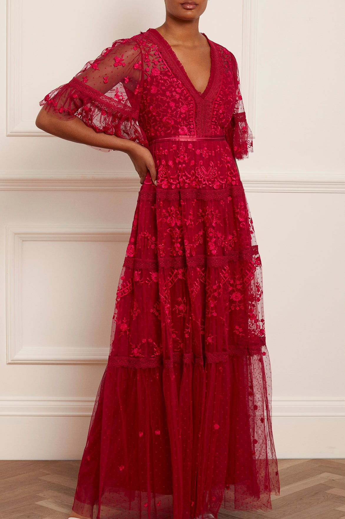 Red Formal Gowns with Lace - June Bridals