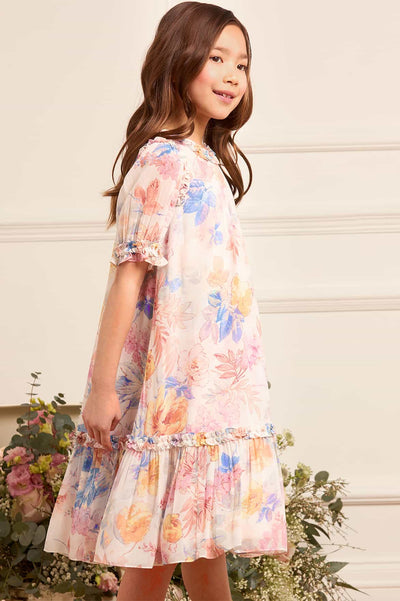 Mariannes Floral Chiffon Short Sleeve Kids Dress