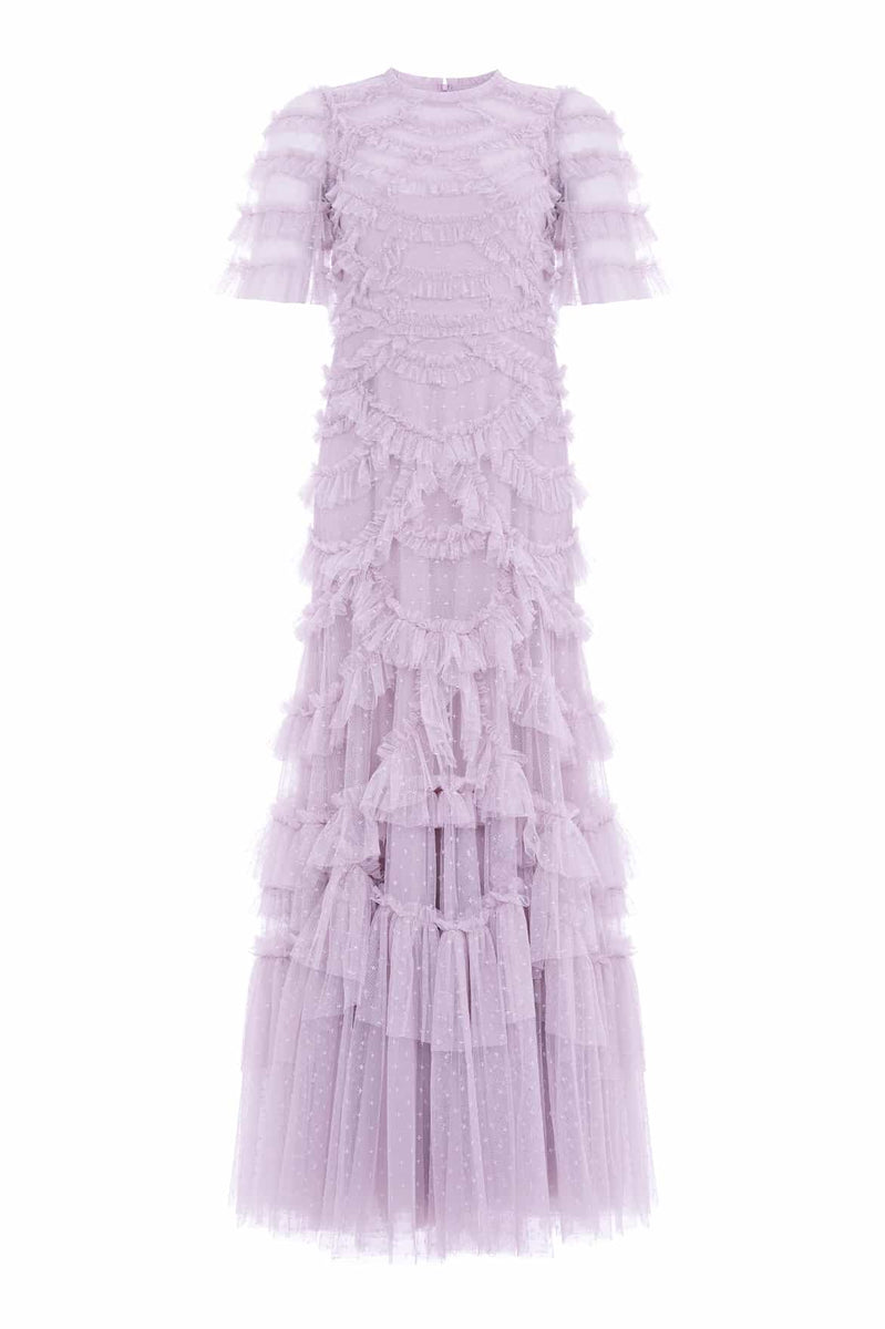 Marilla Ruffle Gown – Purple | Needle & Thread