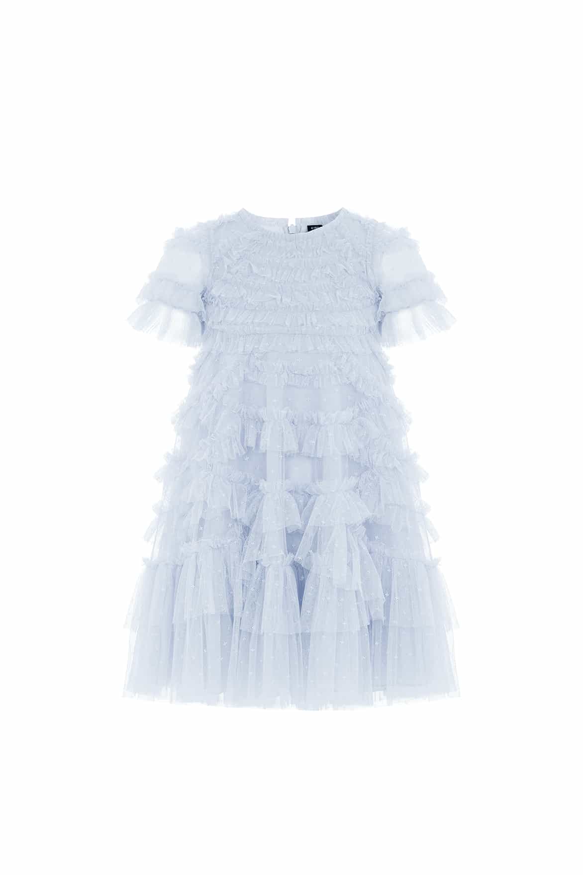 Marilla Ruffle Kids Dress – Blue | Needle & Thread