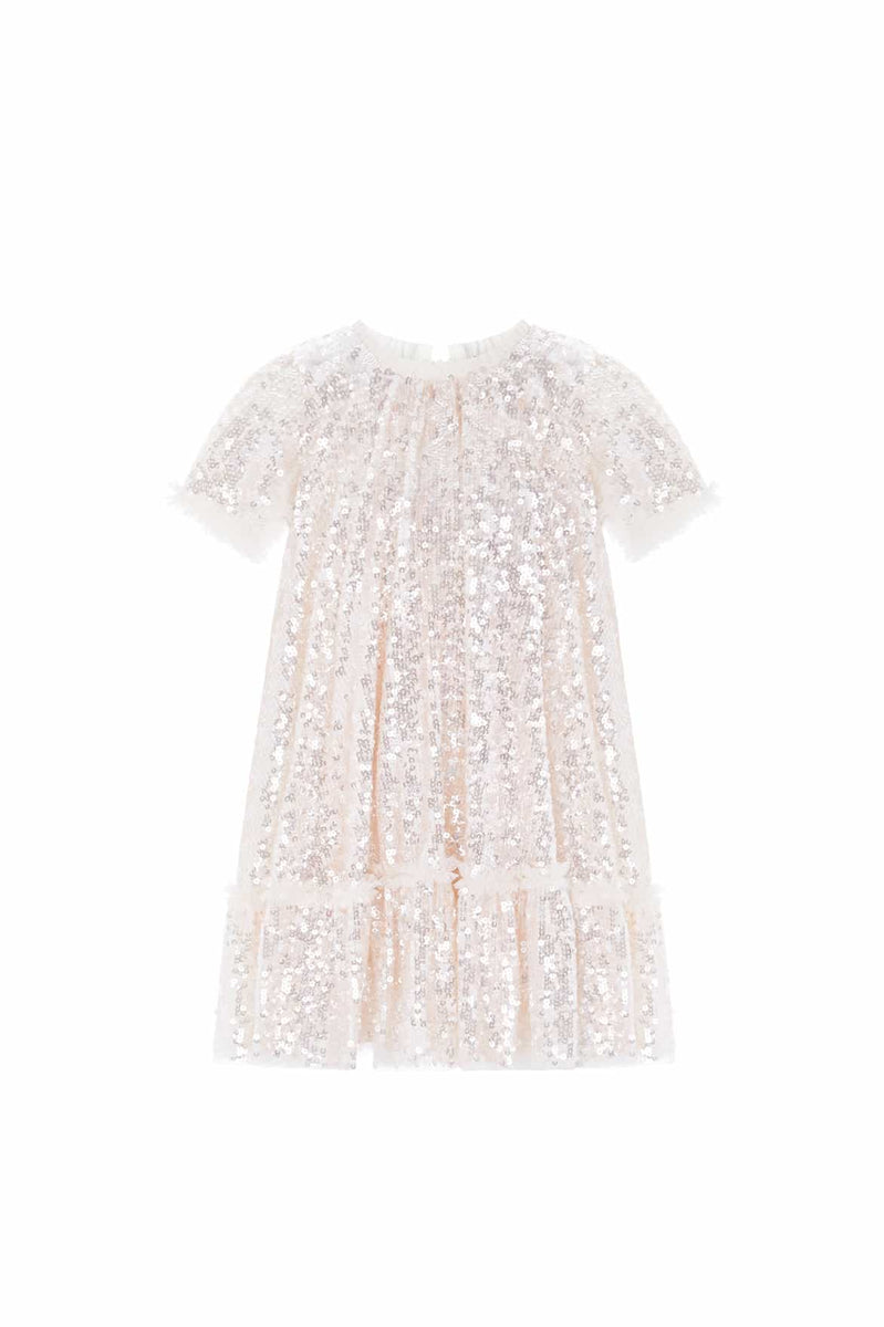 Mila Gloss Kids Dress – Champagne | Needle & Thread