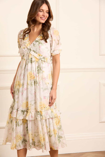 Rose Chiffon Short Sleeve Ballerina Dress