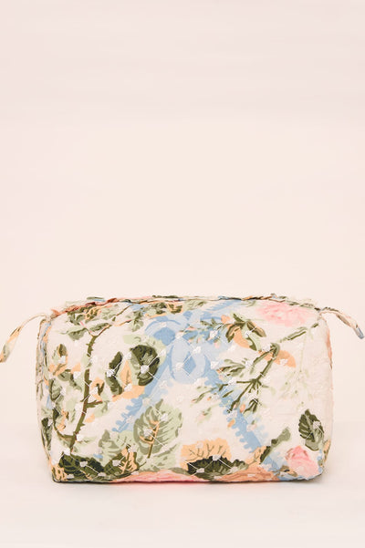 Rose Garden Medium Quilted Makeup Bag