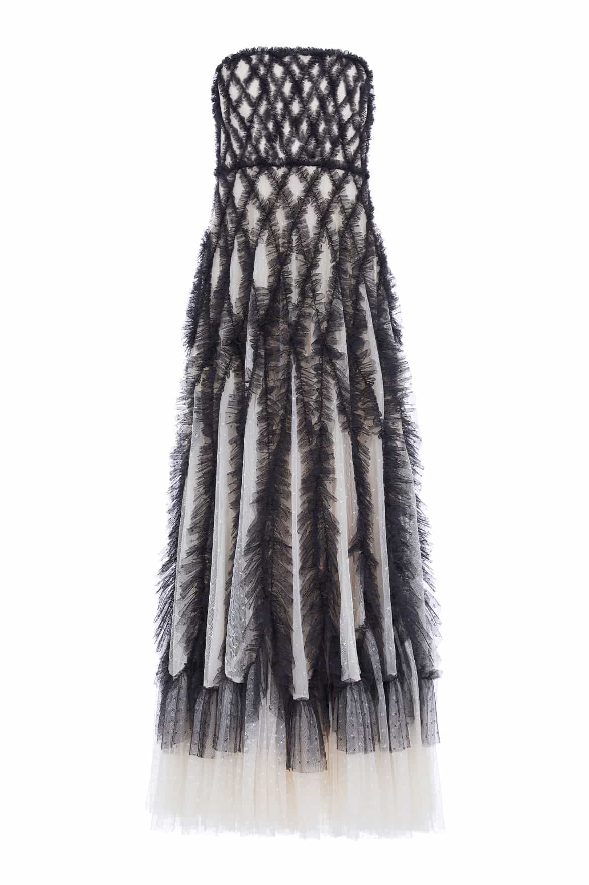 Rosella Ruffle Strapless Gown – Black | Needle & Thread