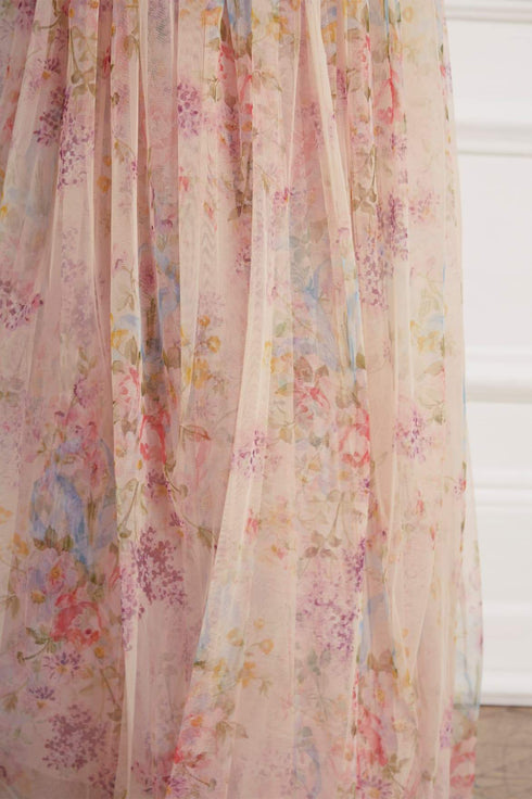 Floral Diamond Bodice Maxi Dress - Pink