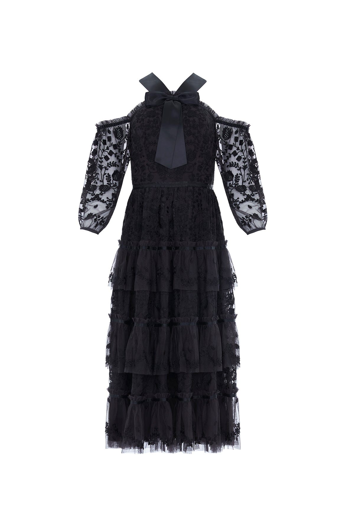 Primrose Long Sleeve Midaxi Dress – Black | Needle & Thread