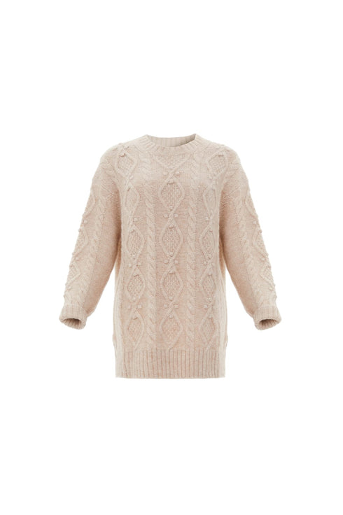Sylvie Cable Longline Jumper - Brown